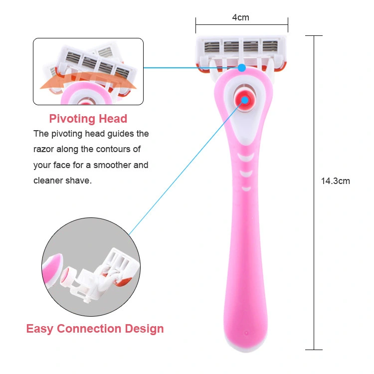 Private Label Ladies 5 Blade Razor System Cartridge Five Blade Shaving Women Razors